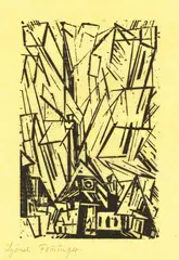 Gelmeroda by Lyonel Feininger, 1919, Holzschnitt auf gelbem Seidenpapier, sold Dec 2016