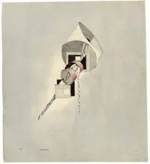 Ella Bergmann-Michel, Ohne Titel (B151), 1923, Tusche, Tinte in Rot, Graphit und Wasserfarbe auf Papier, auf Karton aufgezogen