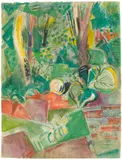 Oskar Moll, Gartenbild mit Mauer