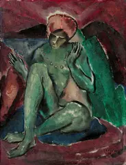 Josef Eberz, Sitzender weiblicher Akt, 1918, Öl auf Pappe