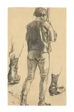 Adolph von Menzel, Rückenfigur eines stehenden Mannes (und Studie seiner Stiefel)