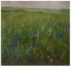 Heinrich Basedow d.Ä., Kornblumen, Öl auf Leinwand