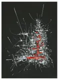 Georges Mathieu, Ohne Titel, 1958, Gouache auf schwarzem leichten Karton