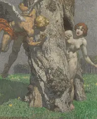 Alexander Rothaug, Der Frühling und die Dryade, Gouache auf Pappe