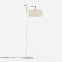 Kurt Versen, Flip Top floor lamp, c. 1940, chrome-plated steel, linen, enameled steel