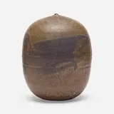Untitled (with rattle) by Toshiko Takaezu, c. 1995, glazed porcelain, sold Jul 2023