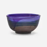Bowl by Toshiko Takaezu, c. 1995, Glass Blue glazed porcelain, sold Jul 2023