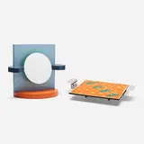 George Sowden, Tray and vanity mirror, 1984, laminate, polished metal, lacquered wood