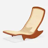 Steve Rieman, Low rocker, c. 1976, teak, cane
