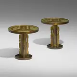 Philip and Kelvin Laverne, Custom Etruscan Caduceus occasional tables, pair