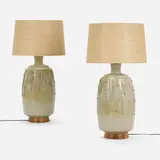 David Cressey, Lamps, pair, c. 1965, glazed stoneware, walnut