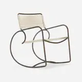 Rocking chair, model C-5701 by Walter Lamb, c. 1955, bronze, cotton-nylon cord, sold Jul 2023