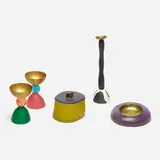 Migeon x Migeon, Collection of five resin objects, c. 1985, carved acrylic, brass