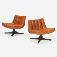 Javier Carvajal, Granada lounge chairs, pair, c. 1972, leather, steel