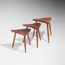 George Nakashima, Amoeba nesting tables, set of three, 1961, cherry