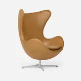 Egg chair by Arne Jacobsen, leather upholstery, aluminum, brushed steel, plastic, sold Aug 2026