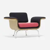 Alexander Girard, Lounge chair, model 66310, 1967, upholstery, aluminum