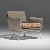 Alexander Girard, Lounge chair, model 66310, 1967, Alexander Girard upholstery, aluminum, rubber