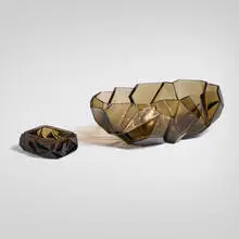 Reuben Haley, Ruba Rombic bowl and dish, c. 1930, mold-blown glass