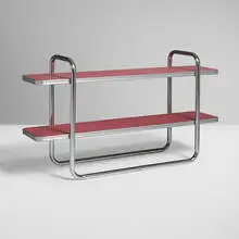 Art Déco, Tiered shelf, c. 1930, chrome-plated steel, aluminum, laminate