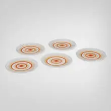 Plates, set of five by Maurice Heaton, c. 1930, blown glass with enamel, sold Aug 2026