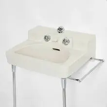 Henry Dreyfuss, Drexel sink, model 1-110-J, c. 1940, glazed porcelain, aluminum, chrome-plated brass