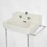 Henry Dreyfuss, Drexel sink, model 1-110-J, c. 1940, glazed porcelain, aluminum, chrome-plated brass