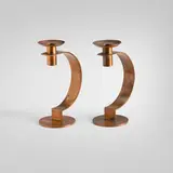 Albert Reimann, Crescent candlesticks model 21008, pair, 1933, copper-plated brass