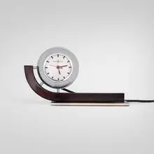 Gilbert Rohde, Table clock, 1933, chrome-plated and enameled metal