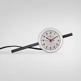 Gilbert Rohde, Table clock, model 6351, c. 1935, enameled aluminum, aluminum, glass