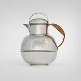 Inc. Bernard Rice's Sons, Hot water pitcher, c. 1935, electroplated nickel silver, cane