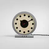 Gilbert Rohde, Table clock, model 4706, c. 1933, chrome-plated brass, glass, aluminum