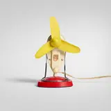 Hermann August Philips, Small table fan, model HA 2728, c. 1955-1960, Bakelite, plastic, chrome-plated brass, electronics