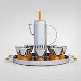 William Archibald Welden, Empire cocktail service, 1938, chrome-plated brass, Bakelite