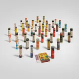 Vintage, Collection of forty-six pick-up sticks games, c. 1930-1960, aniline-dyed and lacquered wood, plastic