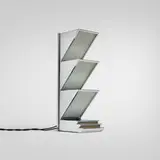 Donald Deskey, Table lamp, c. 2007, chrome-plated brass, frosted glass