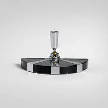 Fan-shaped pen holder by Art Déco, c. 1935, chrome-plated and enameled brass, sold Aug 2026