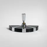 Art Déco, Fan-shaped pen holder, c. 1935, chrome-plated and enameled brass