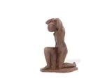 Louis Dejean, semi-glazed terracotta figure of a kneeling stylised nude maiden, terracotta