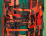 Marcel Mouly, 'Les tisserands rouges', oil on canvas