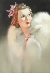 Edwin Byatt, Portrait of a lady, watercolour heightened with white
