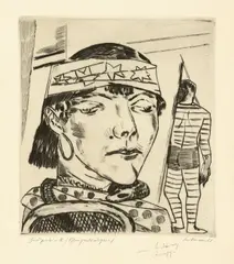 Schlangendame by Max Beckmann, 1921, Kaltnadel auf Van Gelder-Bütten, sold Nov 2018