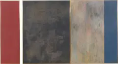 Urs Lüthi, Selbstportrait aus der Serie der Schatzsucher, 1986, Triptychon: Jeweils Öl auf Leinwand