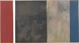Urs Lüthi, Selbstportrait aus der Serie der Schatzsucher, 1986, Triptychon: Jeweils Öl auf Leinwand