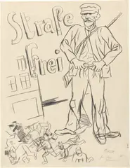 Straße frei by George Grosz, 1928, Kreide auf Papier, sold Jun 2023