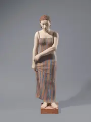Robert Metzkes, Stehende im Kleid, 1998, Terrakotta, engobiert (zweiteilig)