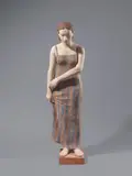 Robert Metzkes, Stehende im Kleid, 1998, Terrakotta, engobiert (zweiteilig)