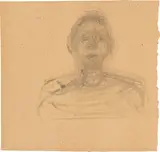 Alberto Giacometti, Buste d’homme, Bleistift auf bräunlichem Papier, auf Velin aufgezogen