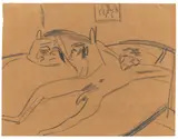 Liegende Akte by Ernst Ludwig Kirchner, 1908, Kreide auf braunem Papier, sold Jun 2021