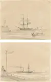 Iwan Konstantinowitsch Aiwazowski, Gegenstücke: Frascati / Le Havre, 1843, Jeweils Bleistift, weiß gehöht, auf Papier